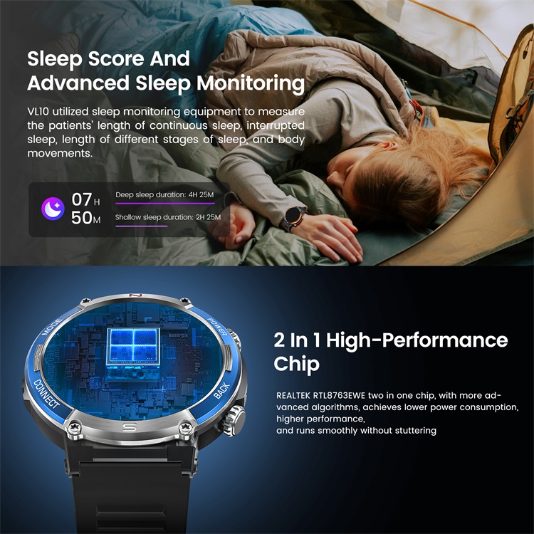 VL10 Montre intelligente robuste pour loisirs en plein air, étanche IP68, boussole en temps réel, puce haute performance 2 en 1-Shenzhen Shengye Technology Co., Ltd