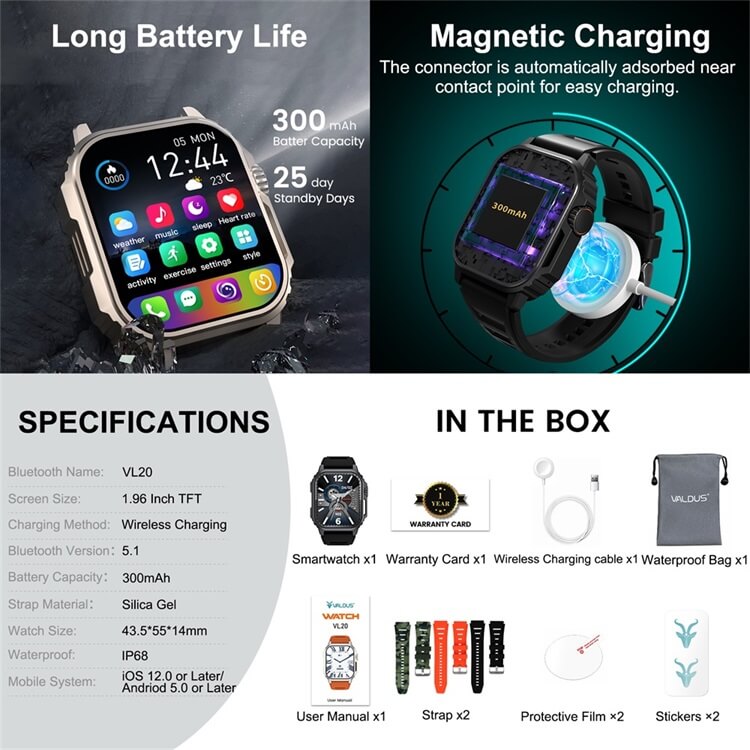 VL20 Attività ricreative all'aperto Robusto orologio intelligente Controllo accessi NFC Bussola in tempo reale IP68 Impermeabile-Shenzhen Shengye Technology Co., Ltd