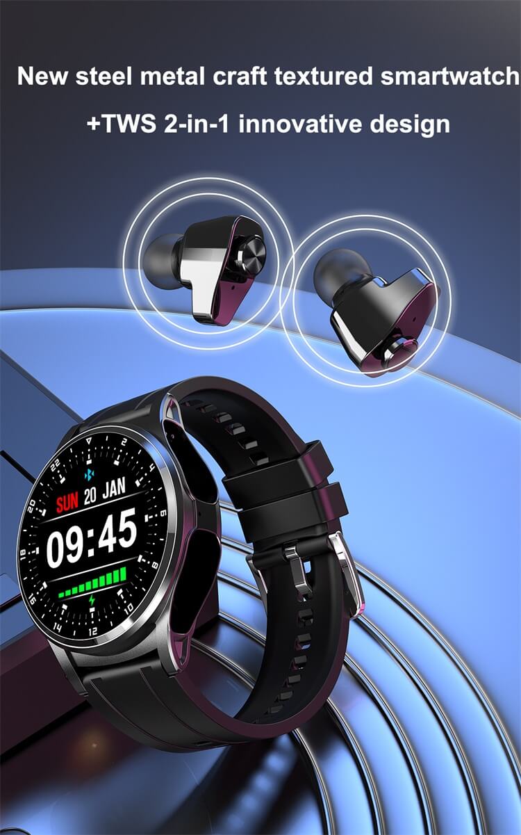 GT66 TWS Earphones 2 In 1 Smartwatch NFC Access Control All Metal CNC Steel Feel-Shenzhen Shengye Technology Co.,Ltd