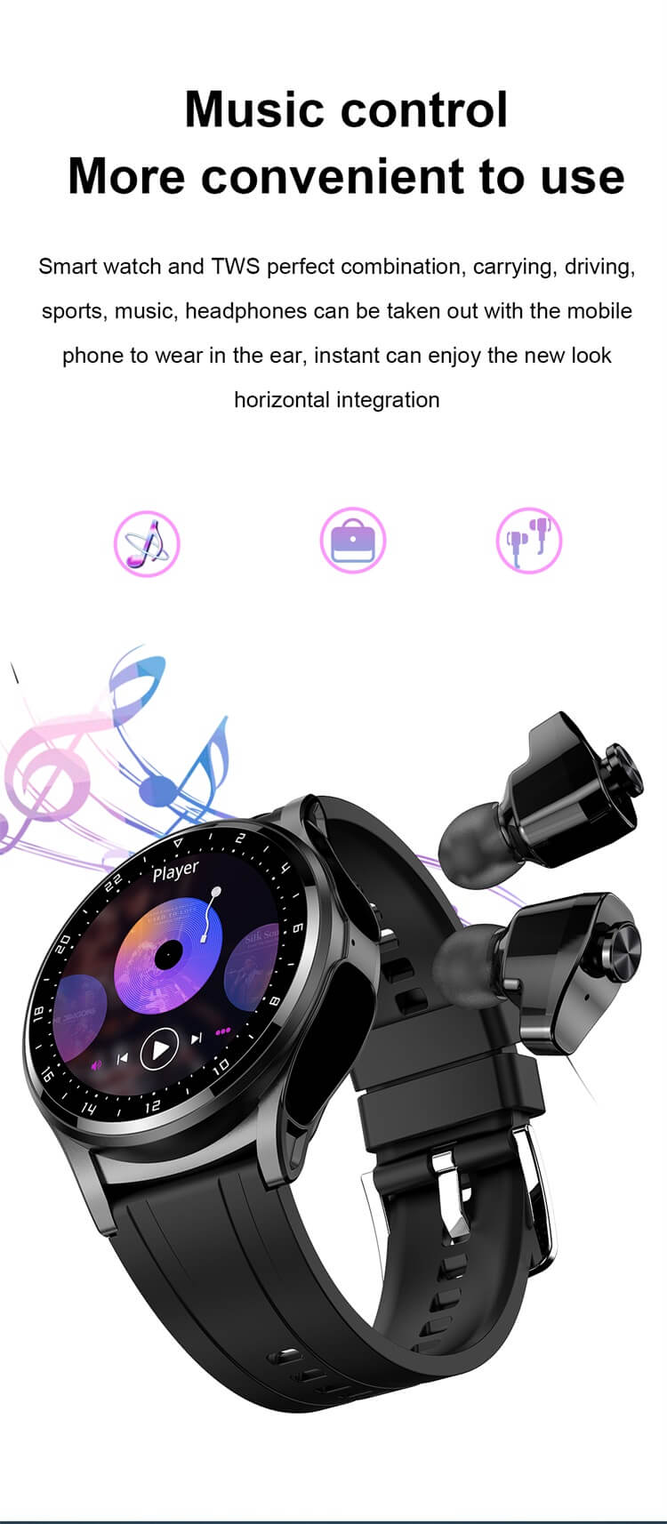 GT66 TWS Earphones 2 In 1 Smartwatch NFC Access Control All Metal CNC Steel Feel-Shenzhen Shengye Technology Co.,Ltd