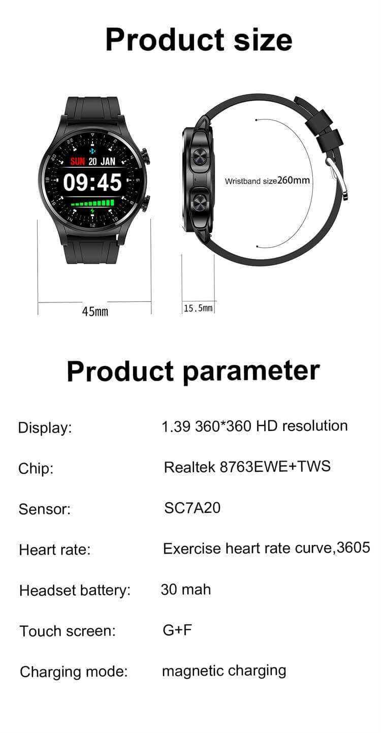 Słuchawki GT66 TWS Smartwatch 2 w 1 Kontrola dostępu NFC Cały metal CNC Stal Feel-Shenzhen Shengye Technology Co., Ltd