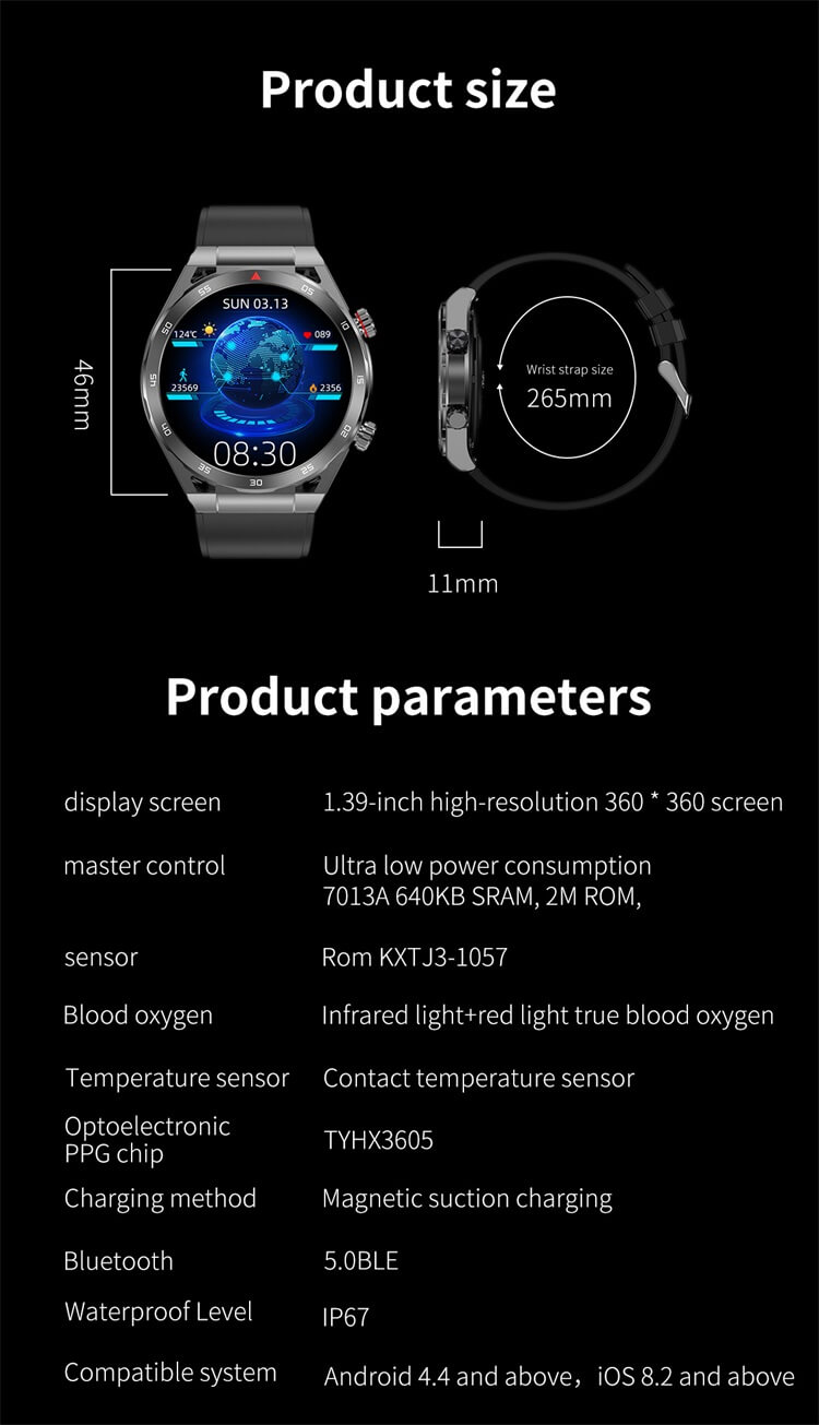 T80 Smartwatch Modalità multi sport Funzione Meto Glucosio nel sangue non invasivo-Shenzhen Shengye Technology Co.,Ltd