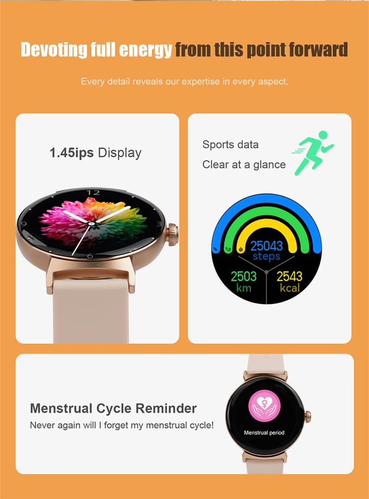 DT4 New AMOLED Screen Women Smartwatch Real Time Heart Rate Menstrual cycle reminder IP68 Waterproof-Shenzhen Shengye Technology Co.,Ltd