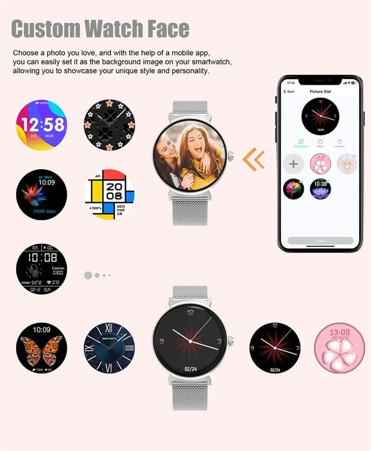 DT4 Yeni AMOLED Ekran Kadın Smartwatch Gerçek Zamanlı Kalp Hızı Adet döngüsü hatırlatma IP68 Su Geçirmez-Shenzhen Shengye Technology Co.,Ltd