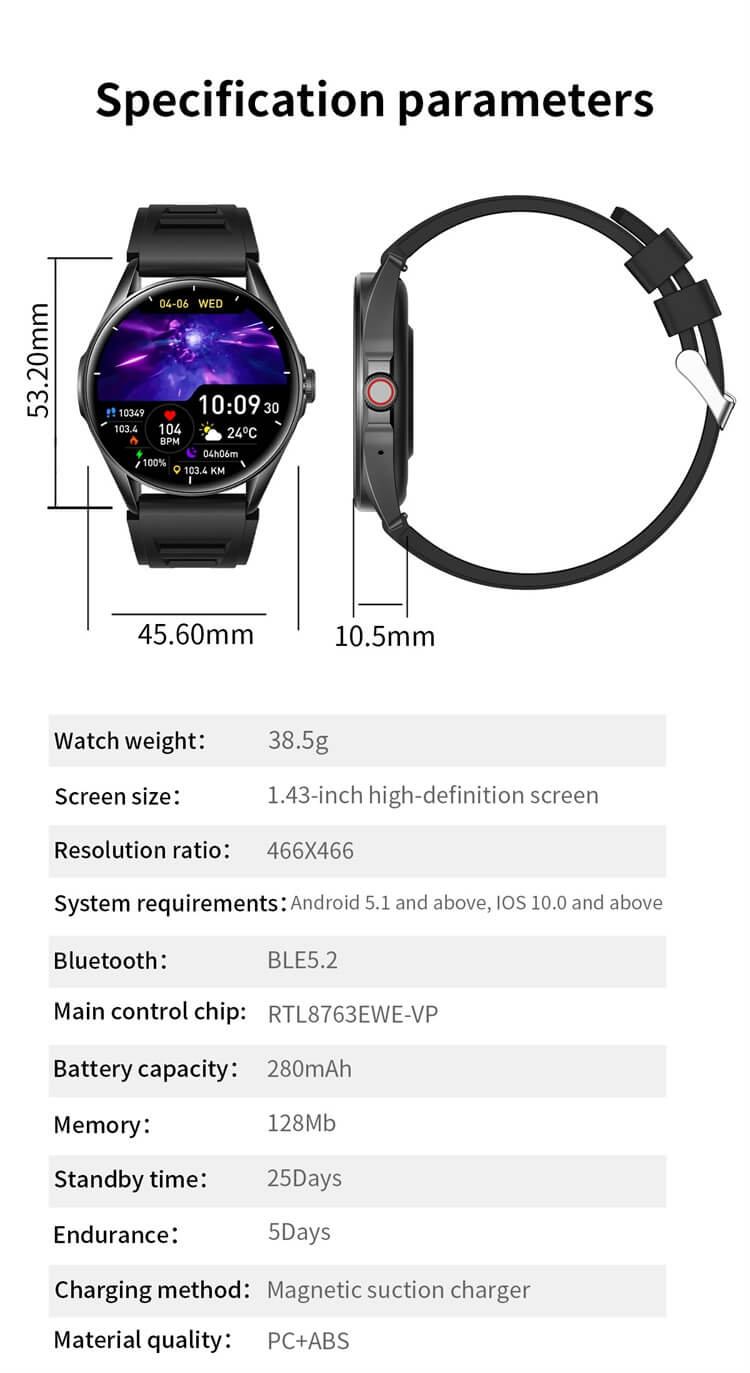 L61 AMOLED Smartwatch IP67 Waterproof Health Measurement Female Cycle Tracking-Shenzhen Shengye Technology Co.,Ltd