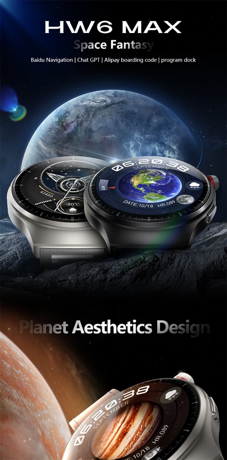 HW6 Max AMOLED Smartwatch ChatGPT Code d'embarquement Alipay Baidu Navigation-Shenzhen Shengye Technology Co., Ltd