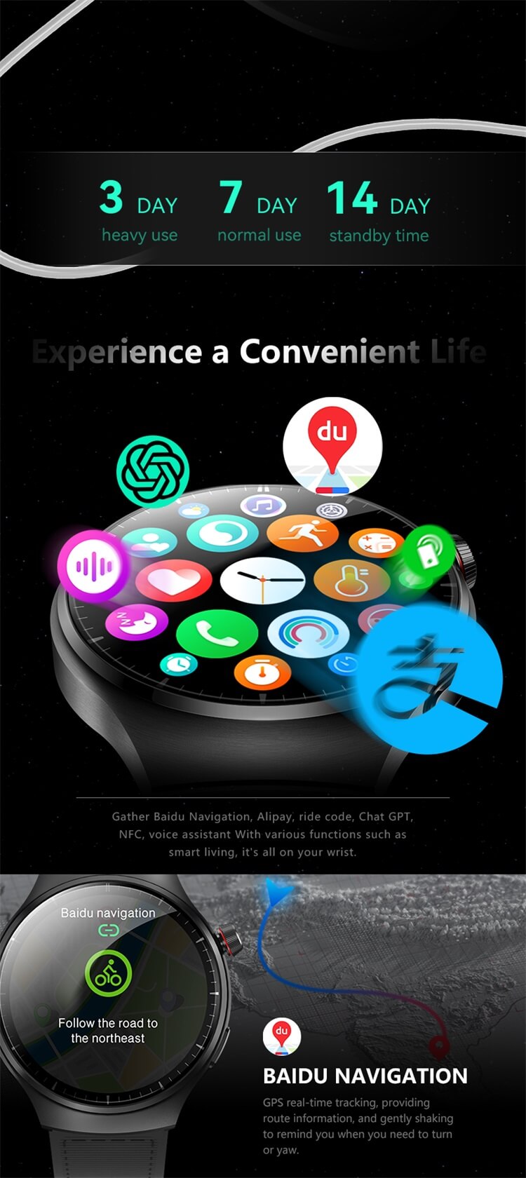 HW6 Max AMOLED Smartwatch ChatGPT Alipay رمز الصعود Baidu Navigation-Shenzhen Shengye Technology Co.,Ltd