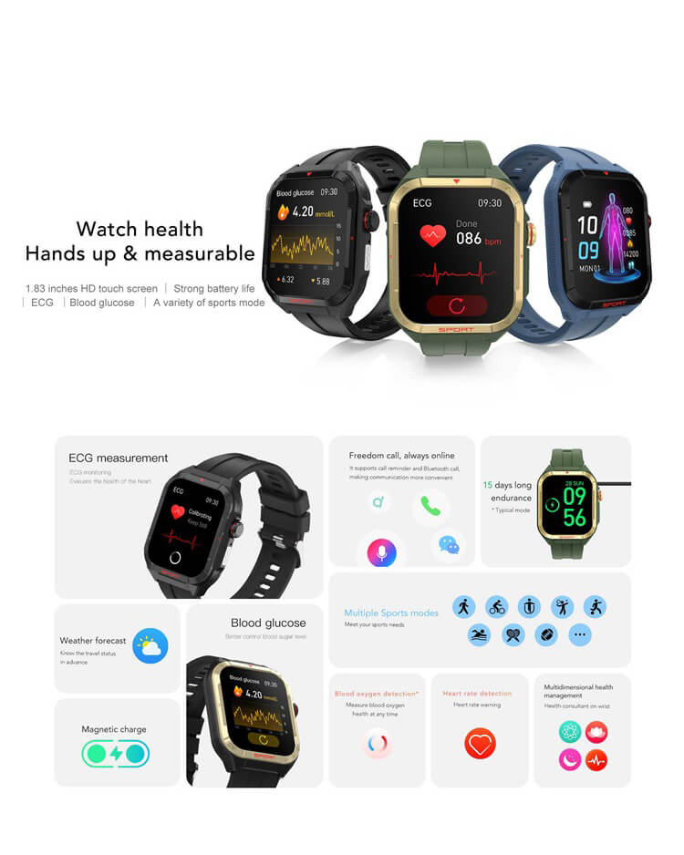 E01 Smartwatch 1,83 Zoll TFT HD Großbildschirm Starke Akkulaufzeit EKG-Messung-Shenzhen Shengye Technology Co.,Ltd