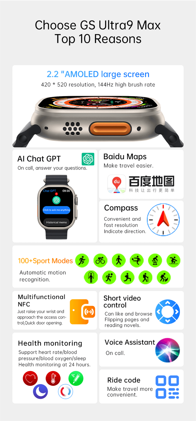 GS Ultra 9 Max AMOLED Smartwatch-Shenzhen Shengye Technology Co.,Ltd