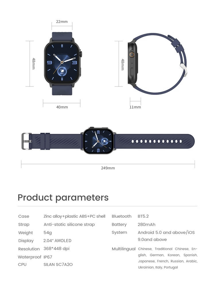 ZL94 Jam Tangan Pintar AMOLED PPG EKG IP67 Tahan Air 100+ Mode Olahraga-Shenzhen Shengye Technology Co.,Ltd