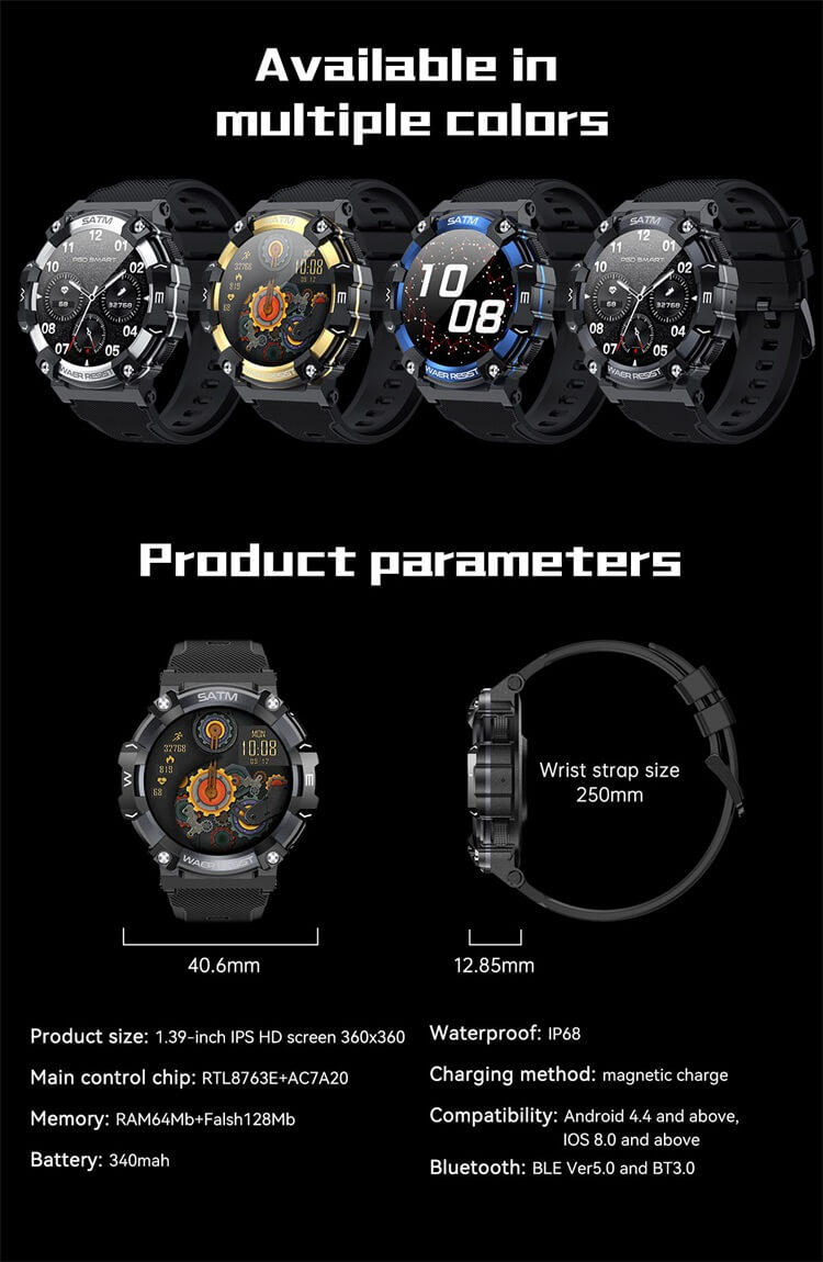 PG666 Montre intelligente extérieure étanche à la poussière et aux chutes 340 mAh grande batterie cadran massif-Shenzhen Shengye Technology Co., Ltd