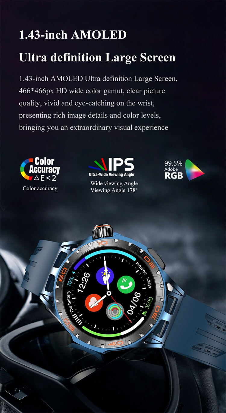 LA102 AMOLED Zewnętrzny smartwatch Dual Mode Single Chip 400 mAh Pojemność baterii Prawdziwy tlen krwi-Shenzhen Shengye Technology Co.,Ltd