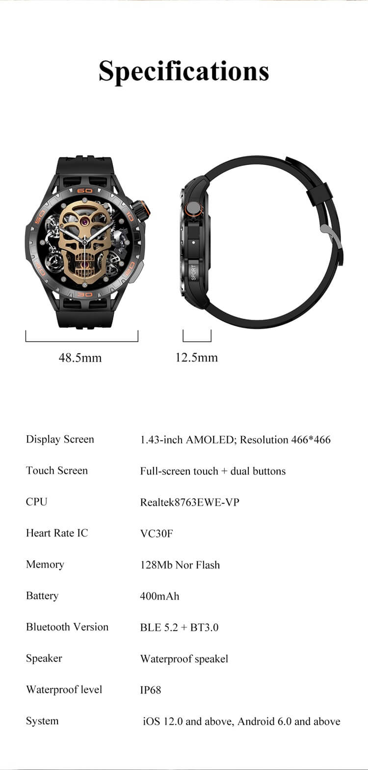 LA102 AMOLED Reloj inteligente para exteriores Modo dual Chip único 400 mAh Capacidad de batería Oxígeno en sangre real-Shenzhen Shengye Technology Co., Ltd