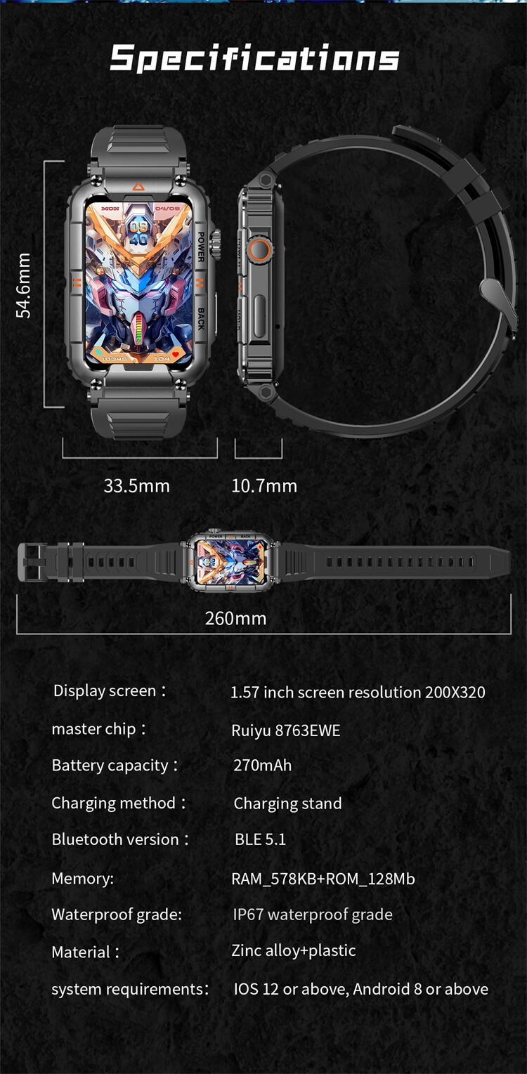 KR88 Smartwatch 107 Modos Esportivos Teste de Impacto AI Voice Assistant-Shenzhen Shengye Technology Co., Ltd