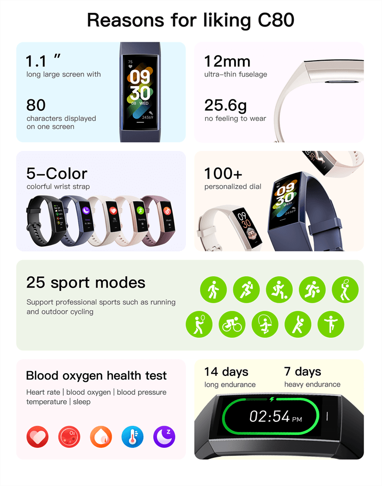 C80 AMOLED Smartwatch Monitoreo de temperatura Registro de actividad diaria IP67 Resistente al agua-Shenzhen Shengye Technology Co., Ltd