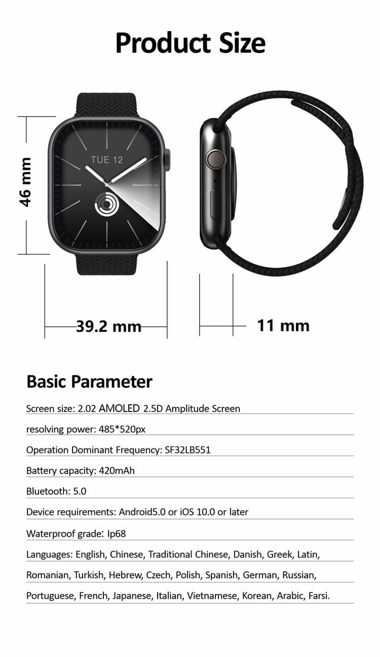 Reloj inteligente AMOLED HK9 PRO+(Plus)-Shenzhen Shengye Technology Co.,Ltd