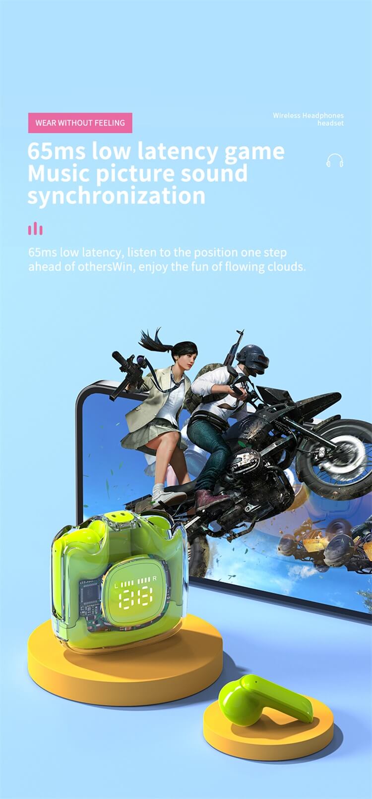 TM60 Earphone Semi In Ear Design HIFI Stereo Effect 65ms Low Latency-Shenzhen Shengye Technology Co. Ltd