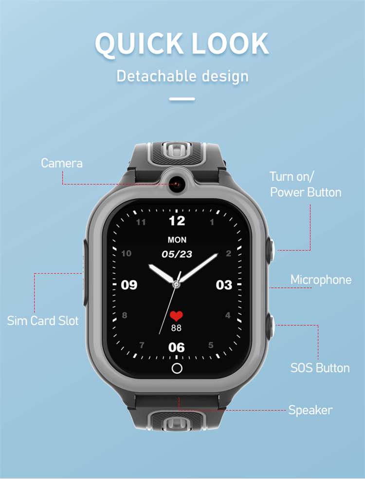 DF91 Kid Smartwatch HD-Videoanrufe GPS+WIFI+LBS Position Geo Fence-Shenzhen Shengye Technology Co.,Ltd