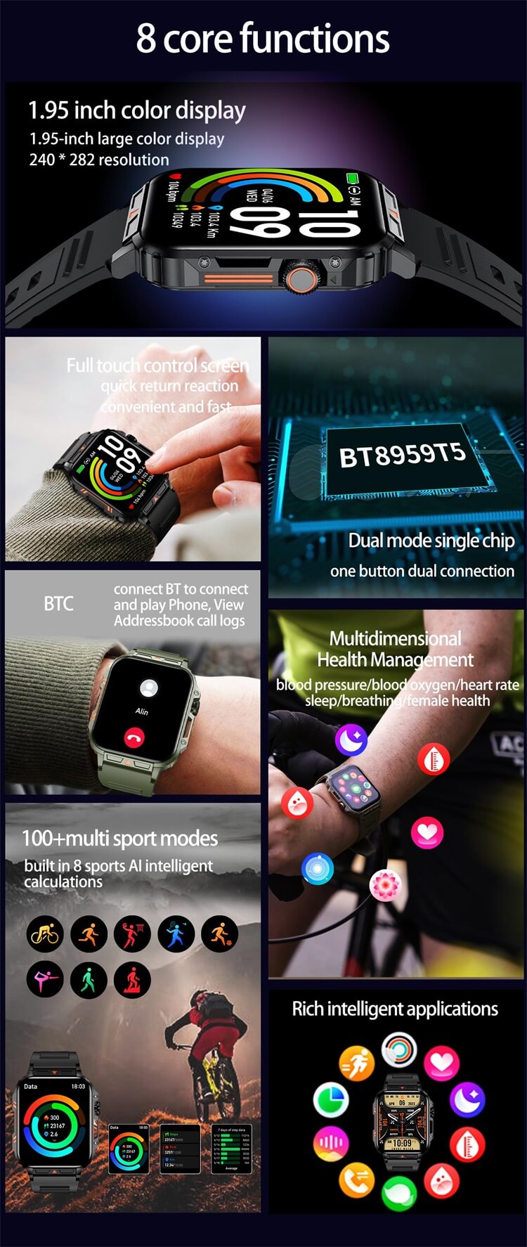 D05 SmartWatch AI Voice Assistant Мониторинг здоровья IP68 Водонепроницаемый-Shenzhen Shengye Technology Co.,Ltd