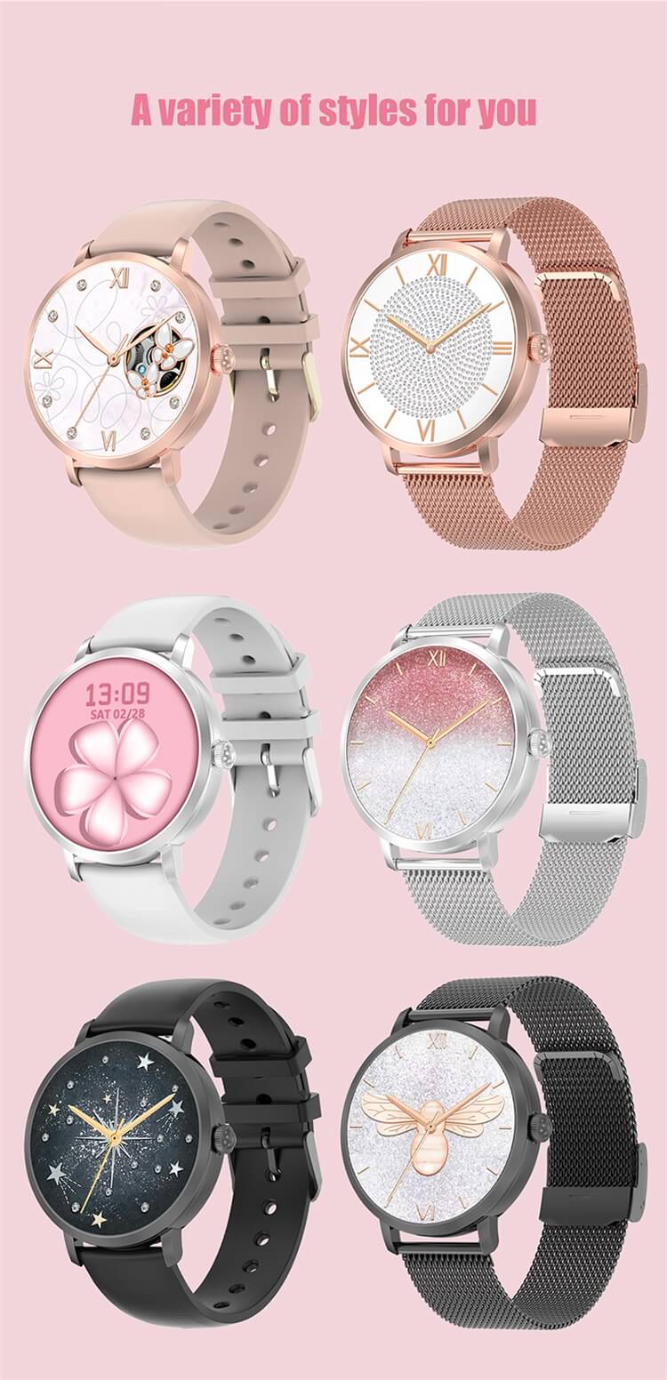 DTS AMOLED Femmes Smartwatch Musique Télécommande Rappel de Cycle Menstruel-Shenzhen Shengye Technology Co., Ltd