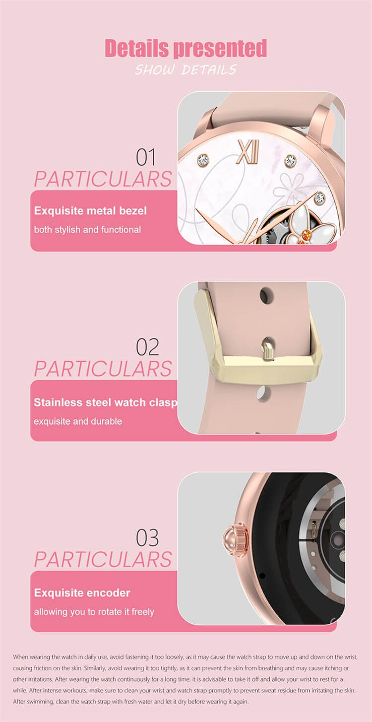 DTS AMOLED Femmes Smartwatch Musique Télécommande Rappel de Cycle Menstruel-Shenzhen Shengye Technology Co., Ltd