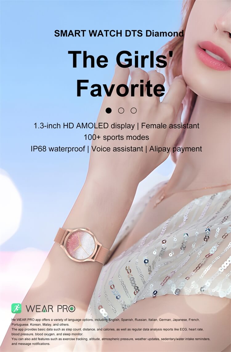 DTS Diamond AMOLED Smartwatch Alipay Payment Female Assistant Health Monitoring-Shenzhen Shengye Technology Co.,Ltd