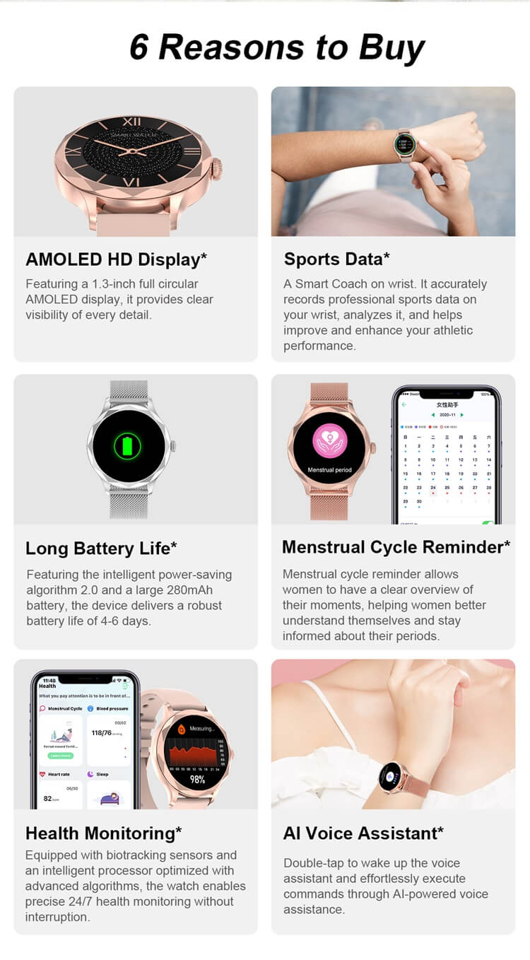 DTS Diamond AMOLED Smartwatch Alipay Payment Female Assistant Health Monitoring-Shenzhen Shengye Technology Co.,Ltd