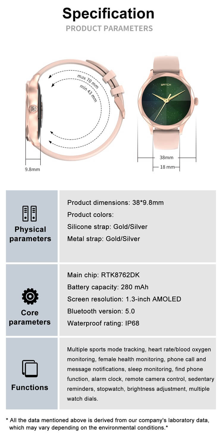 DTS Diamond AMOLED okosóra, Alipay fizetési női asszisztens egészségügyi megfigyelő-Shenzhen Shengye Technology Co., Ltd.