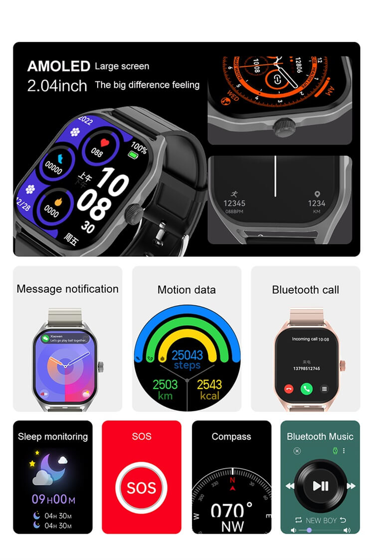 DT99 AMOLED Smartwatch GPS Sports Tracks Feminino Assistente Treinamento de Respiração-Shenzhen Shengye Technology Co., Ltd