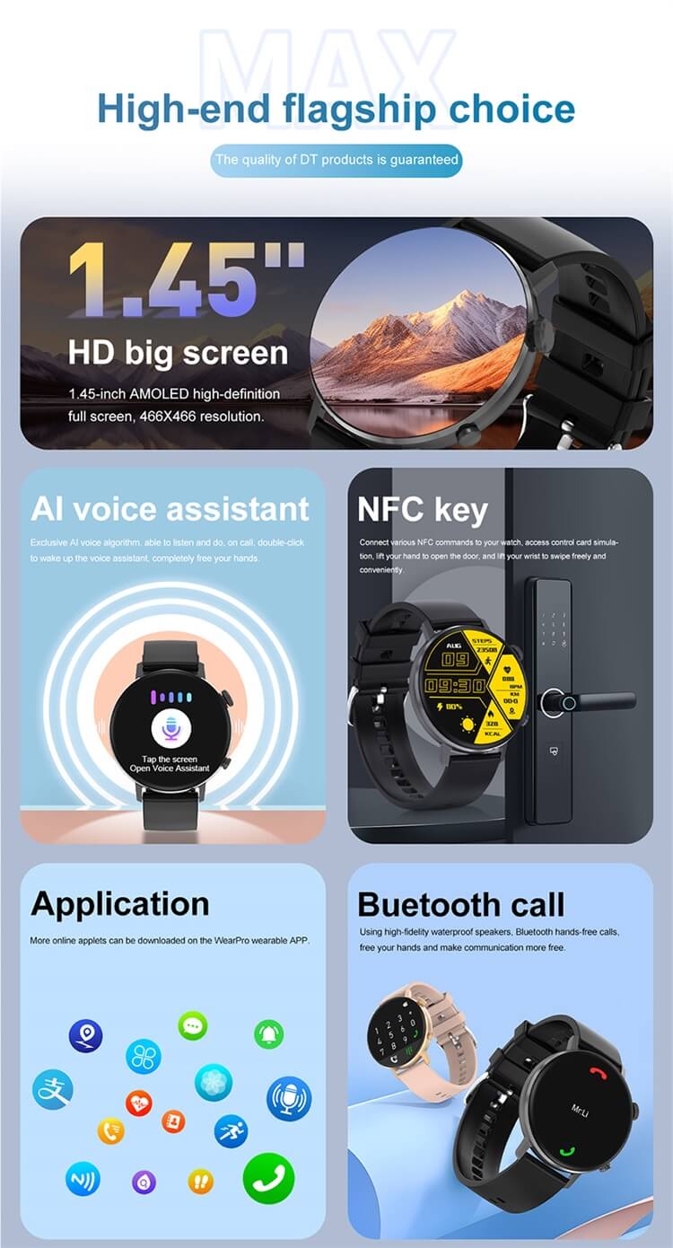 DT88 Max Smartwatch Assistente vocale AI Chiave di accesso NFC Tracciamento GPS-Shenzhen Shengye Technology Co., Ltd