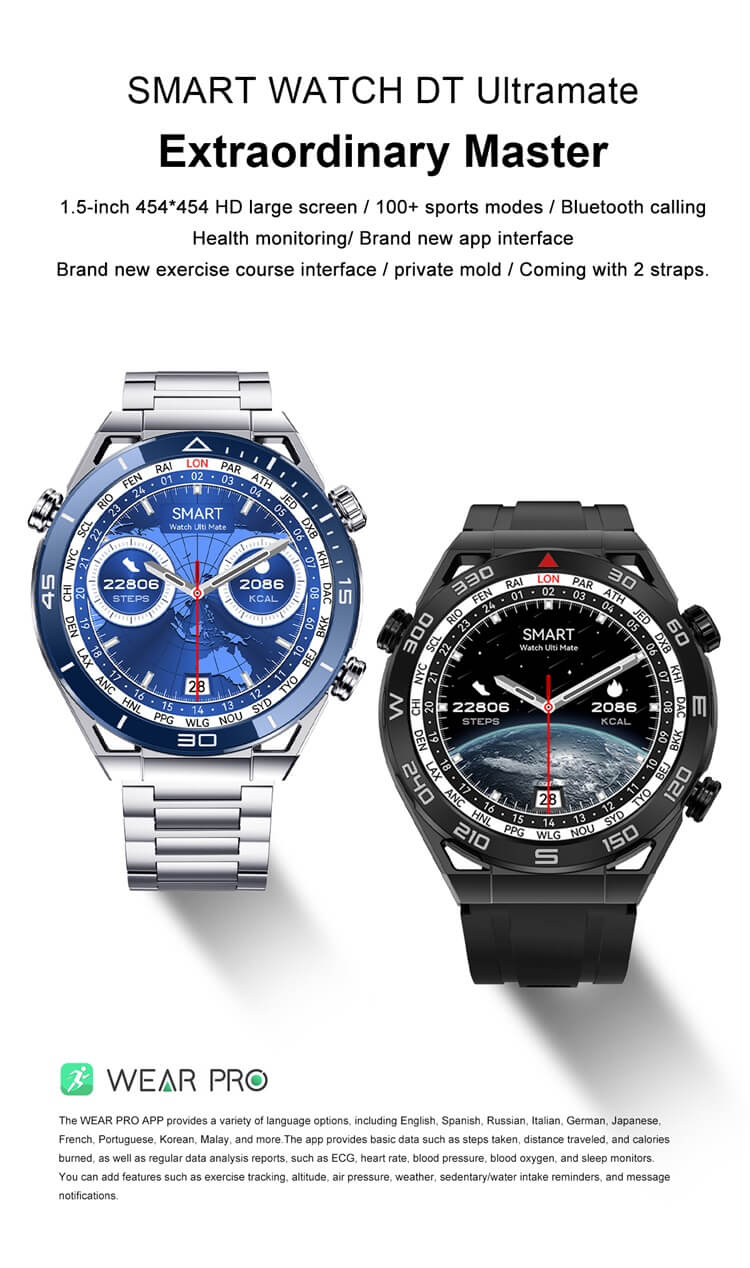 DT Ultramate Smartwatch Compass Pattern IP68 Waterproof PPG+ECG-Shenzhen Shengye Technology Co.,Ltd