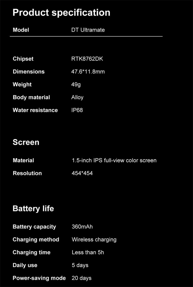 DT Ultramate Smartwatch Kompassmuster IP68 Wasserdicht PPG+EKG-Shenzhen Shengye Technology Co.,Ltd