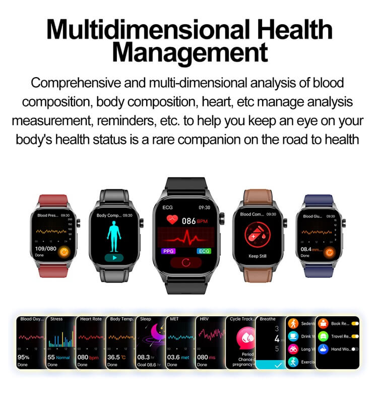 ET580 AMOLED Smartwatch ECG Ηλεκτροκαρδιογράφημα AI Medical Diagnosis IP68 Waterproof-Shenzhen Shengye Technology Co.,Ltd