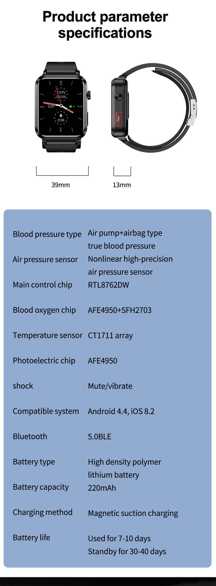 S11 Smartwatch, TPU, ultradünn, bequem, Airbag-Luftpumpe + Ballon-Typ, genaue Blutdruckmessung – Shenzhen Shengye Technology Co., Ltd