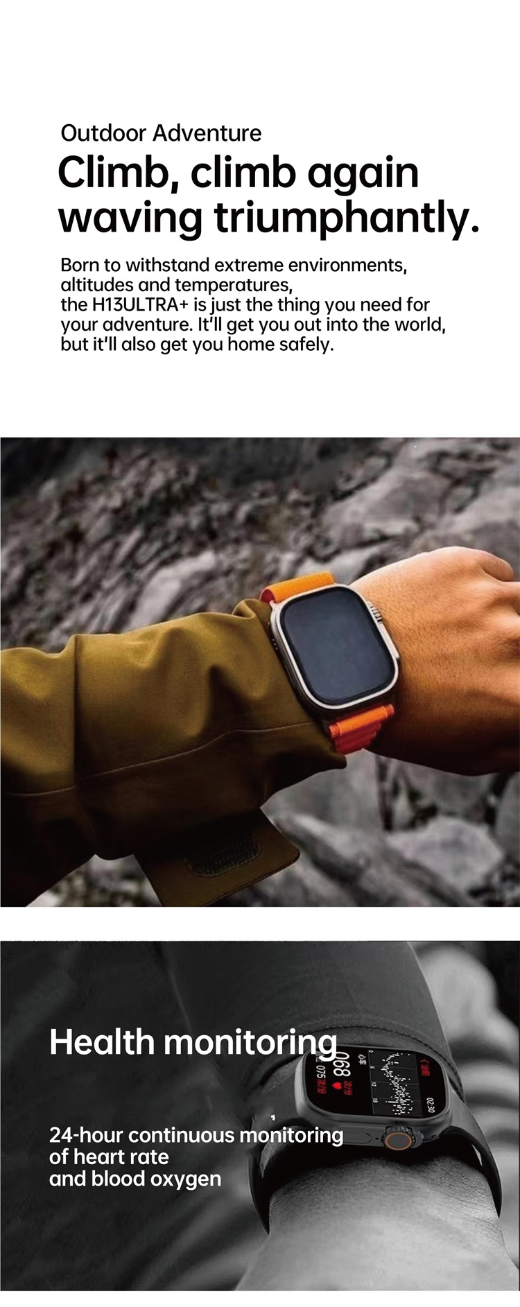 H13 Ultra+ (Plus) Smartwatch Manopola intelligente Monitoraggio della frequenza cardiaca 2.02 Schermo ad alta definizione-Shenzhen Shengye Technology Co., Ltd