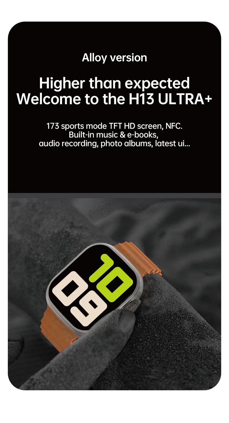 H13 Ultra+ (Plus) สมาร์ทวอทช์อัจฉริยะลูกบิดตรวจวัดอัตราการเต้นของหัวใจ 2.02 หน้าจอความละเอียดสูง-Shenzhen Shengye Technology Co.,Ltd