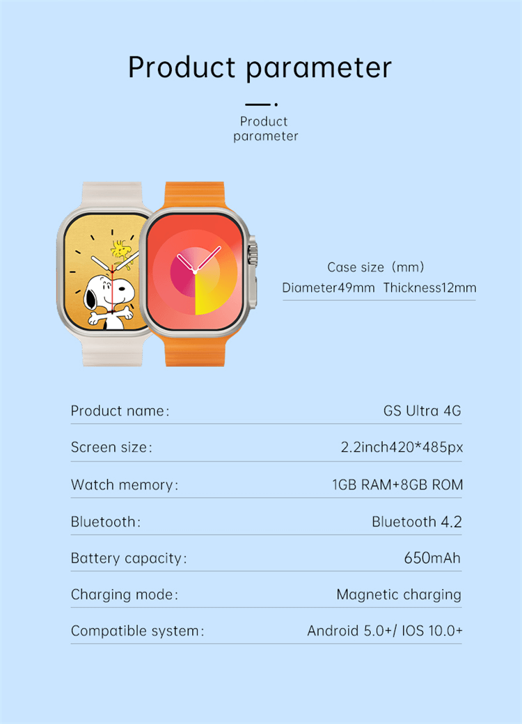 GS Ultra 4G Sim Card Android Watch Smartwatch High Definition Full Screen 2.13 Inches AMOLED-Shenzhen Shengye Technology Co. Ltd