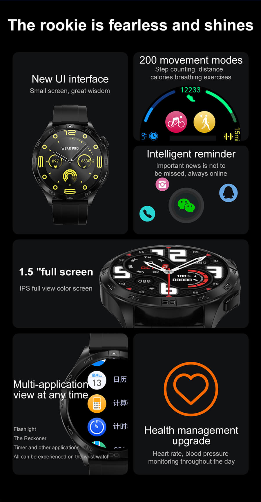 DT5 Mate Smartwatch Surveillance saine HD Plein écran Forte Endurance-Shenzhen Shengye Technology Co., Ltd