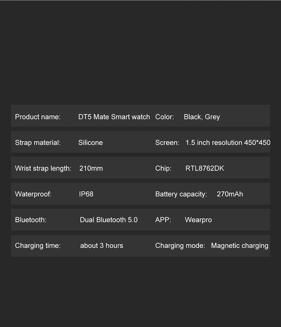 DT5 Mate Smartwatch Healthy Monitoring HD Full Screen Strong Endurance-Shenzhen Shengye Technology Co.,Ltd