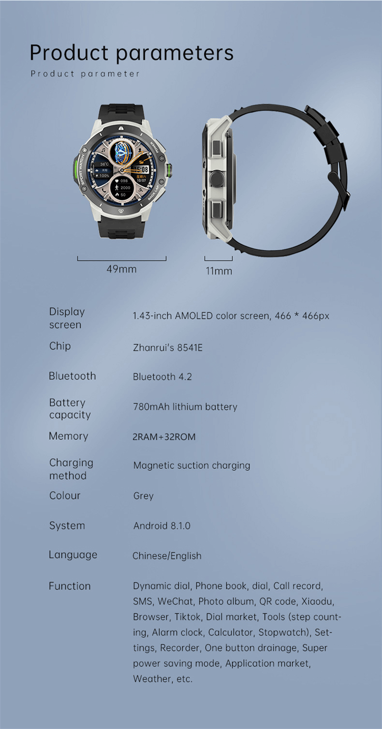 G15 PRO Smartwatch 4G Full Network Connectivity High Definition 1,43 ιντσών Έγχρωμη οθόνη AMOLED-Shenzhen Shengye Technology Co.,Ltd