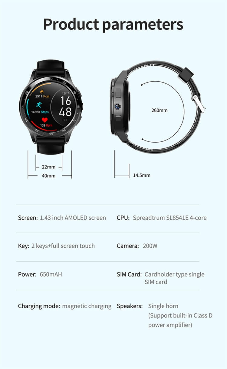 Reloj inteligente con tarjeta Sim X300 PLUS 4G Pantalla grande AMOLED de 1,43 pulgadas Posicionamiento preciso múltiple-Shenzhen Shengye Technology Co.,Ltd