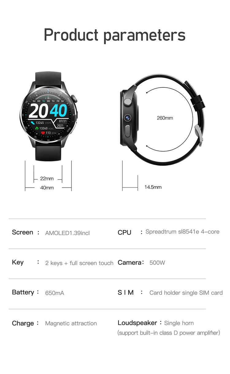 X300 PRO 4G Smartwatch z kartą Sim 1,39-calowy ekran AMOLED Podwójny aparat 4G Szybki pełny Netcom-Shenzhen Shengye Technology Co., Ltd