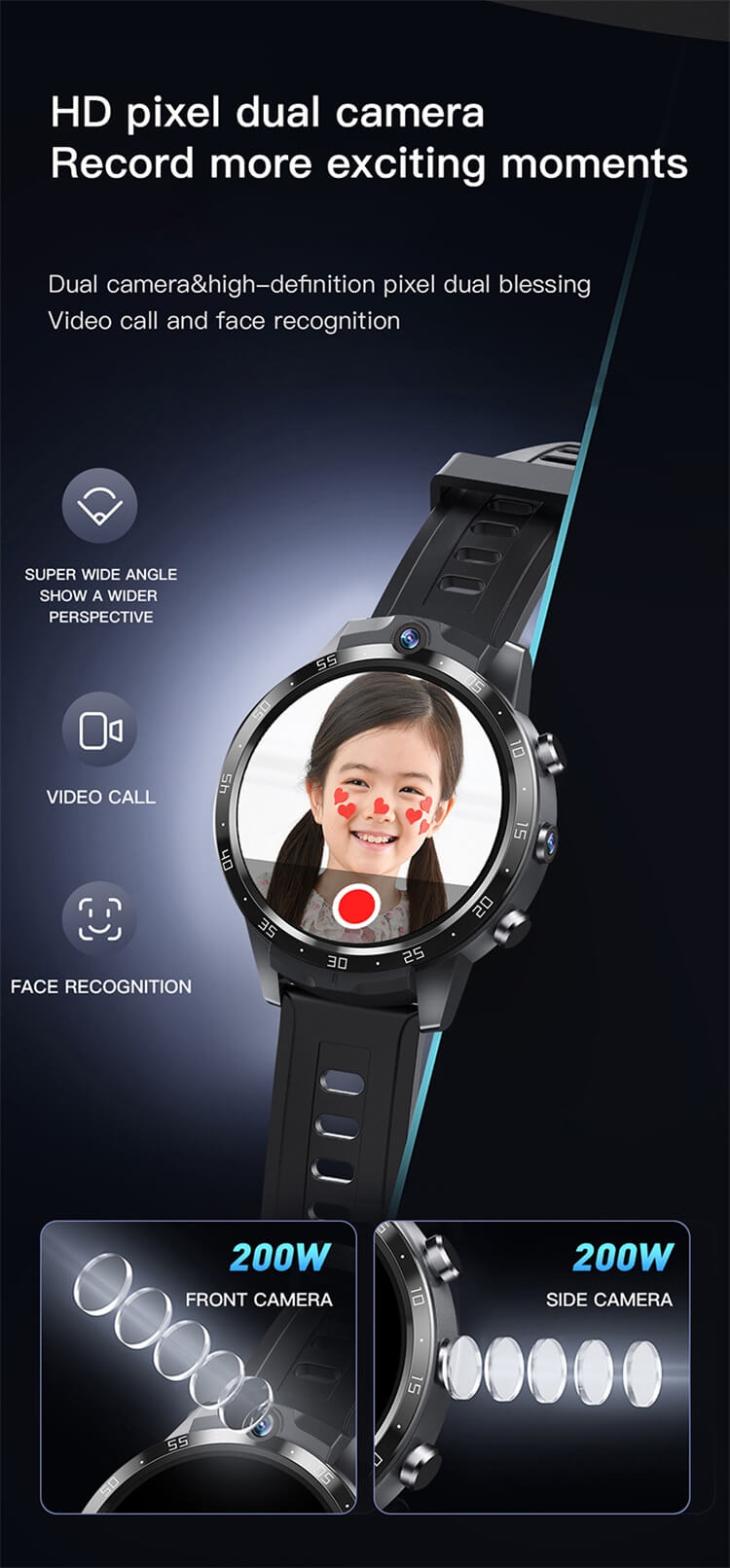 X600S 4G Carte Sim Smartwatch Écran AMOLED 1,6 pouces Contrôle d'accès NFC Pixel HD Double caméra-Shenzhen Shengye Technology Co., Ltd