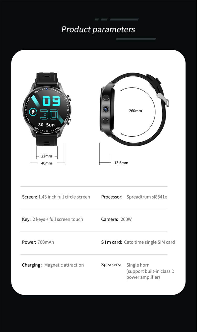 X700S 4G Carte Sim Smartwatch 1,43 pouces Cercle complet Écran tactile Cadran librement Appel vidéo Montre Portefeuille-Shenzhen Shengye Technology Co., Ltd