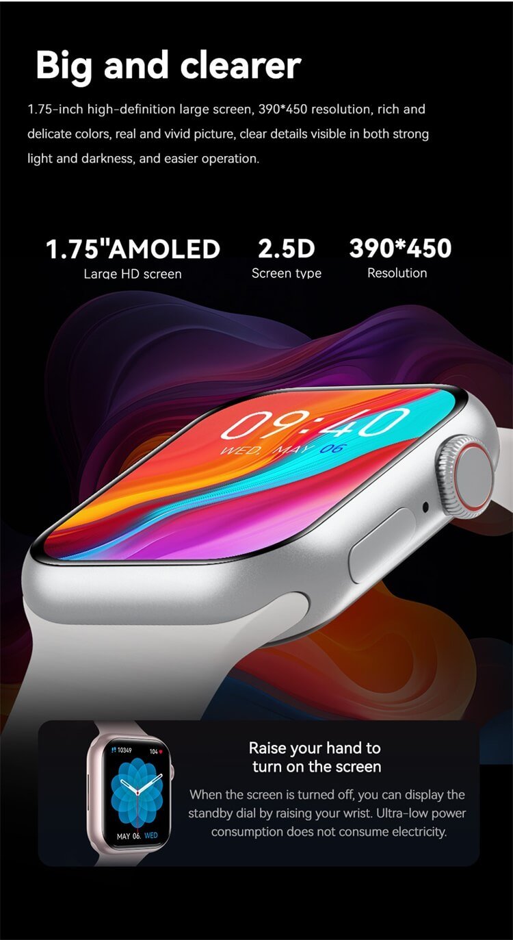 HD9 MiNi Smartwatch Écran AMOLED de 1,75 pouces Modes sportifs plus abondants Niveau d'étanchéité IP68-Shenzhen Shengye Technology Co., Ltd