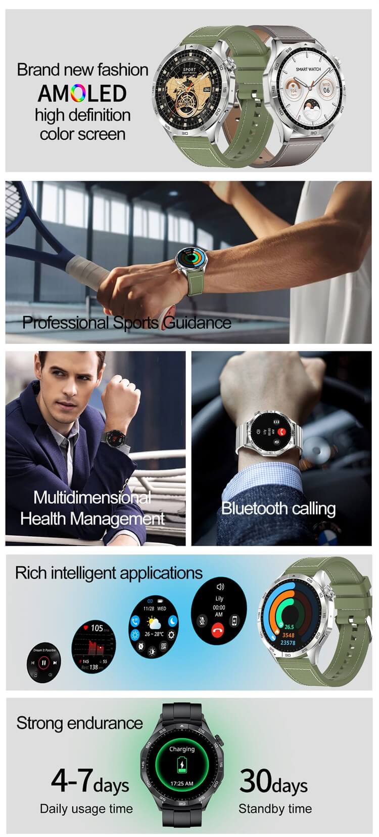 HK4 Smartwatch1.43 AMOLED Pantalla a color de alta definición Orientación deportiva profesional Batería de larga duración-Shenzhen Shengye Technology Co.,Ltd