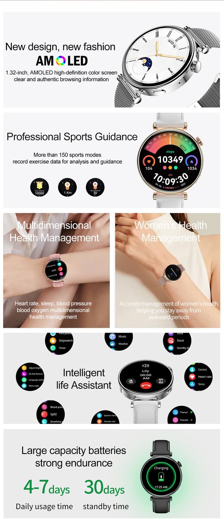 HK41 Smartwatch 1.32 İnç AMOLED Ekran IP68 Su Geçirmez Akıllı Moda Ve Atmosfer Kadın Saati-Shenzhen Shengye Technology Co.,Ltd