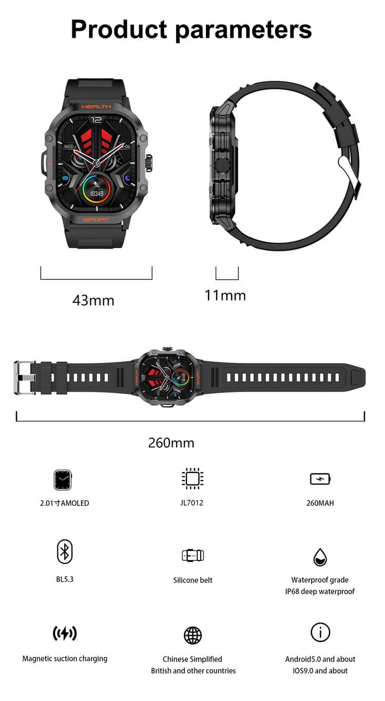 HK24 स्मार्टवॉच 2.01 इंच AMOLED बड़ी स्क्रीन आउटडोर स्पोर्ट्स वॉच सुपर लाइटवेट वियरिंग-शेन्ज़ेन शेंगये टेक्नोलॉजी कं, लिमिटेड