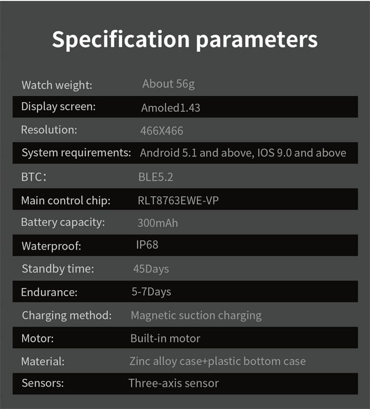 Y88 Smartwatch1.43 بوصة شاشة AMOLED اتصال بلوتوث ذكي مقاومة للاهتراء خفيفة الوزن للجسم - Shenzhen Shengye Technology Co.,Ltd