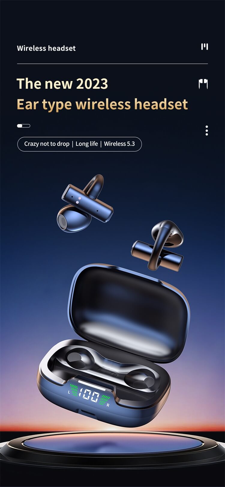 JR03 Earbuds HiFi Sound Shock Ear Type Wireless Headset Long Battery Life-Shenzhen Shengye Technology Co. Ltd